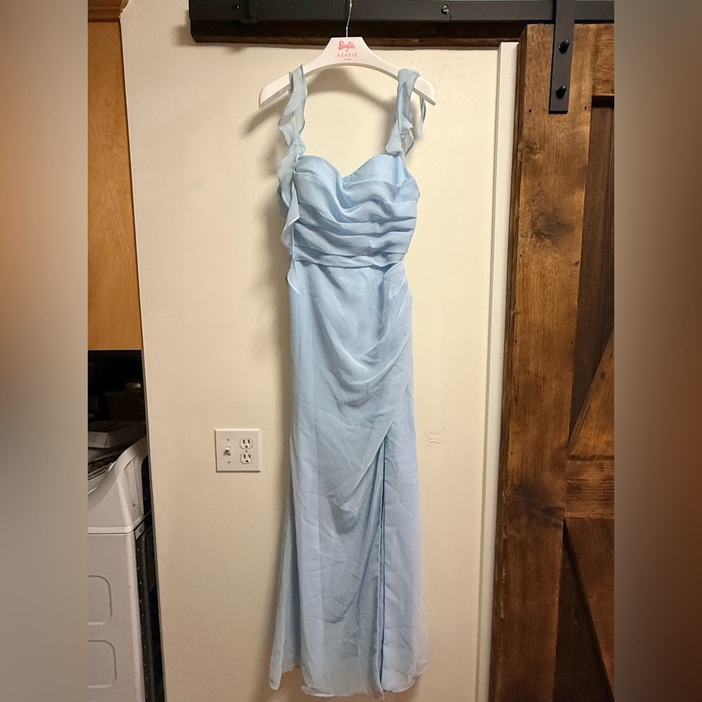 Azazie Sky Blue Mermaid Corset Chiffon Dress